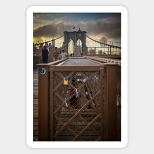 Brooklyn Bridge Sunset Love Padlocks Manhattan NYC Sticker